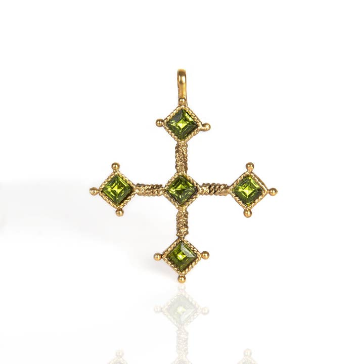 Brigid Cross Medallion Earth Olivine - Gold for wholesale by VSA Designs Inc.