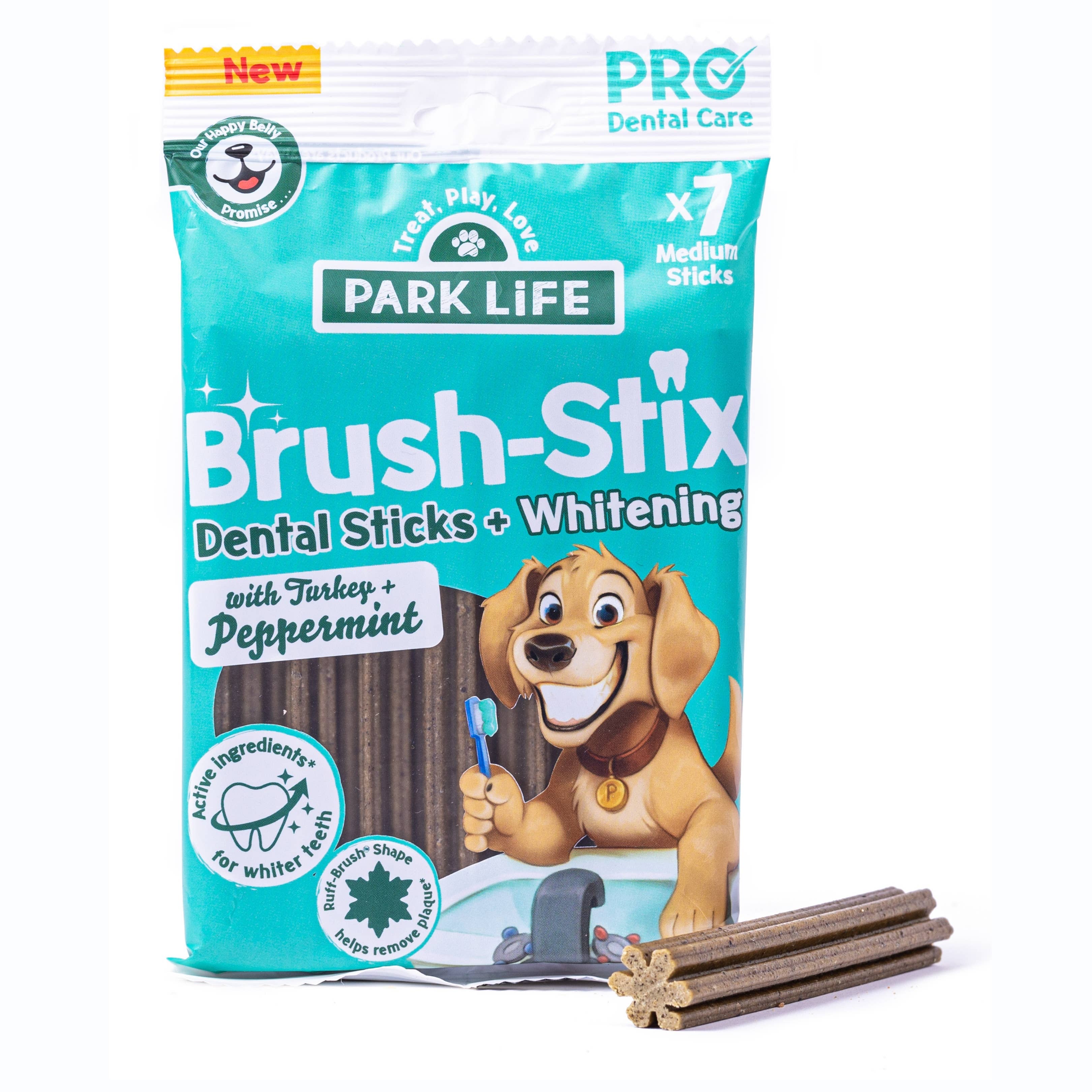PARK LiFE - Wholesale Pet Supplement - Dog - Brush-Stix Turkey & Peppermint 180g (7x Medium Sticks)7