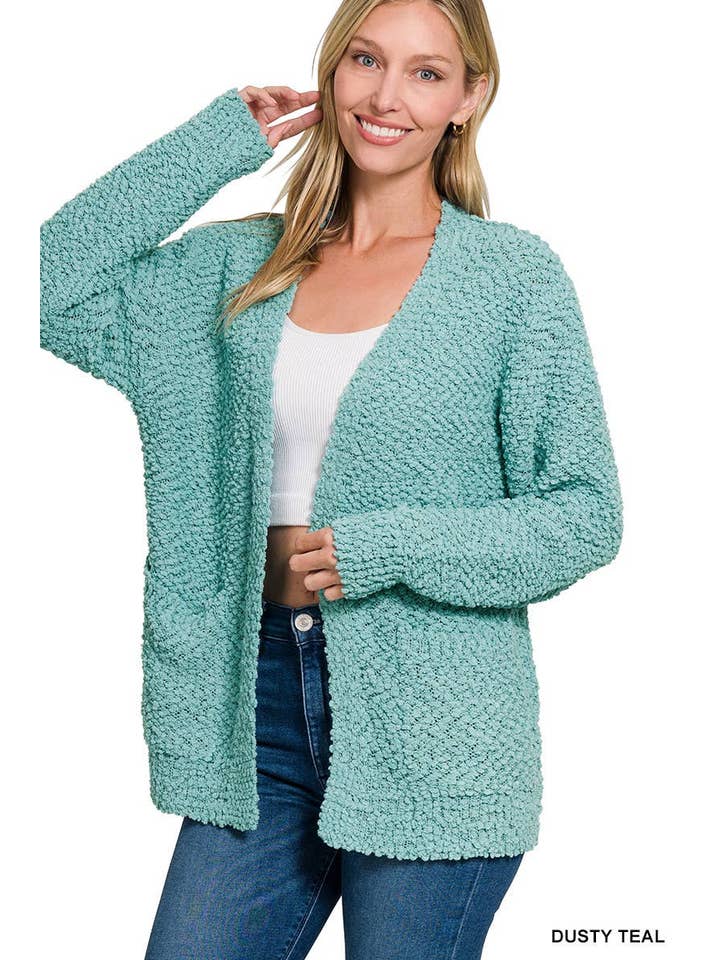 Vanilla Monkey - Wholesale Cardigan - Women's - Long Sleeve Popcorn Sweater Cardigan With Pockets1