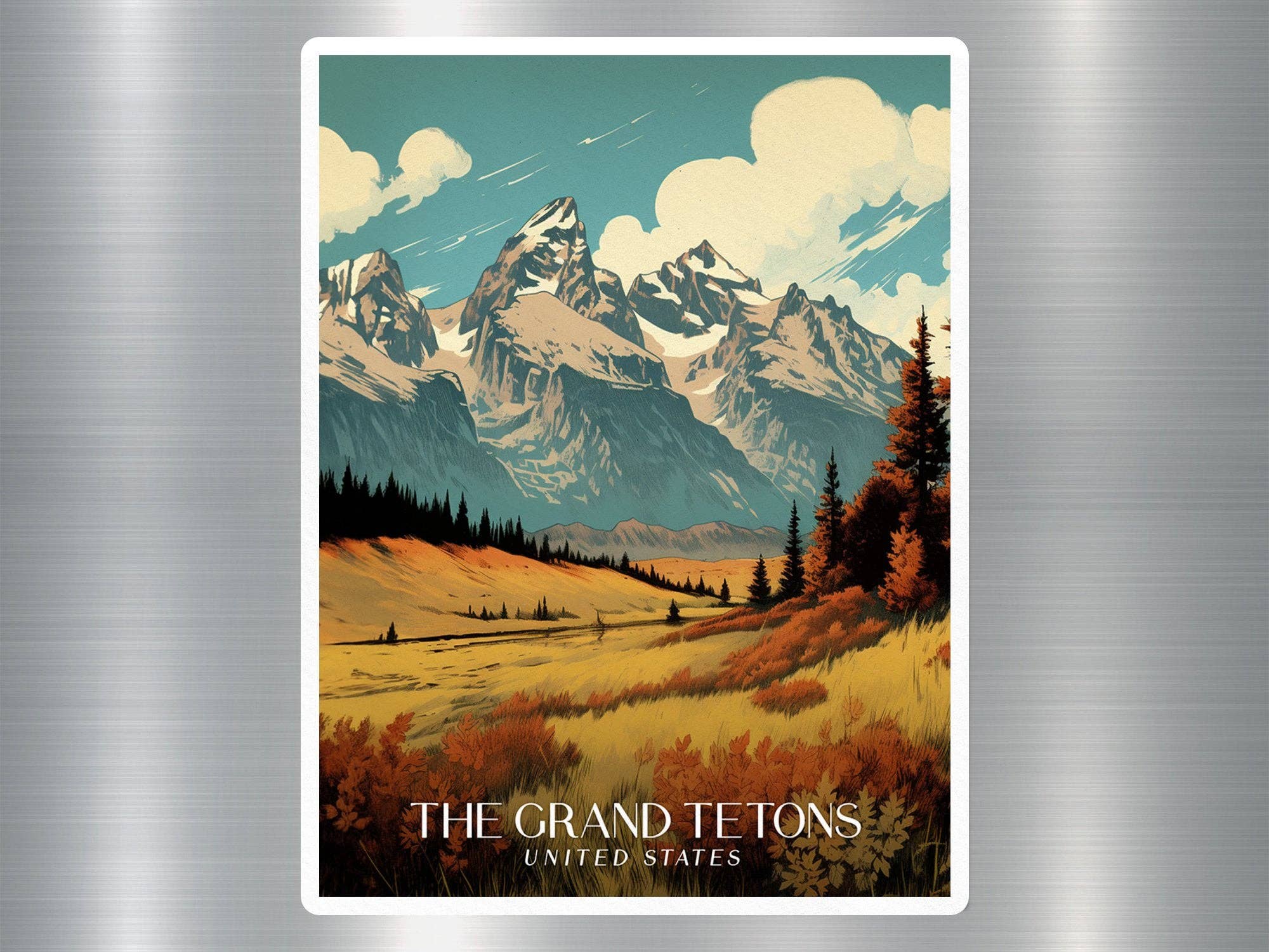 GraffMerch.com - Wholesale Sticker - Vintage The Grand Tetons Travel Sticker0
