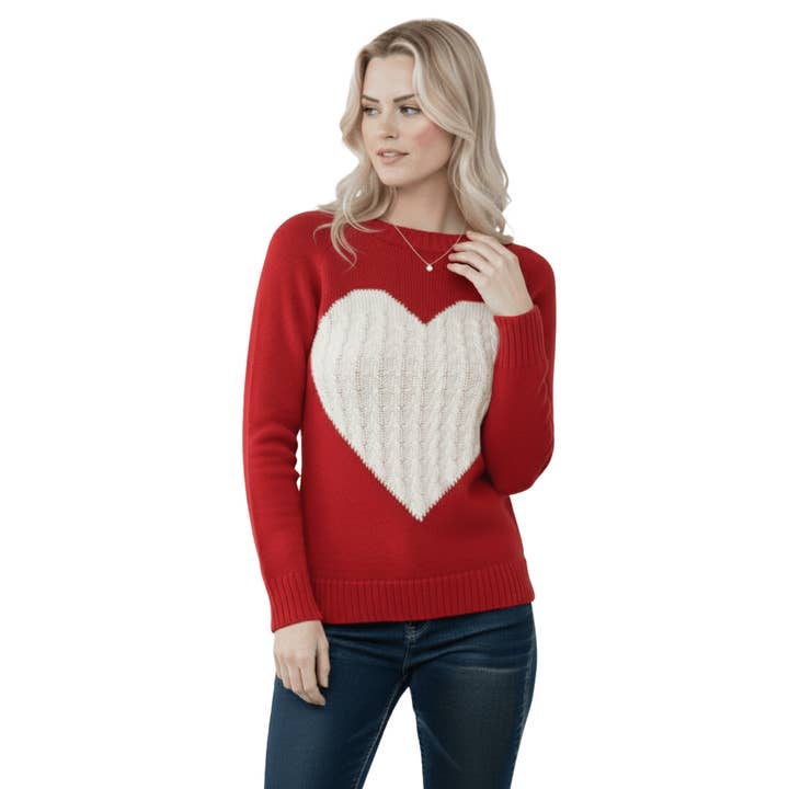 Love Heart Jacquard rund hals tröja MK3506 för wholesale av Mak