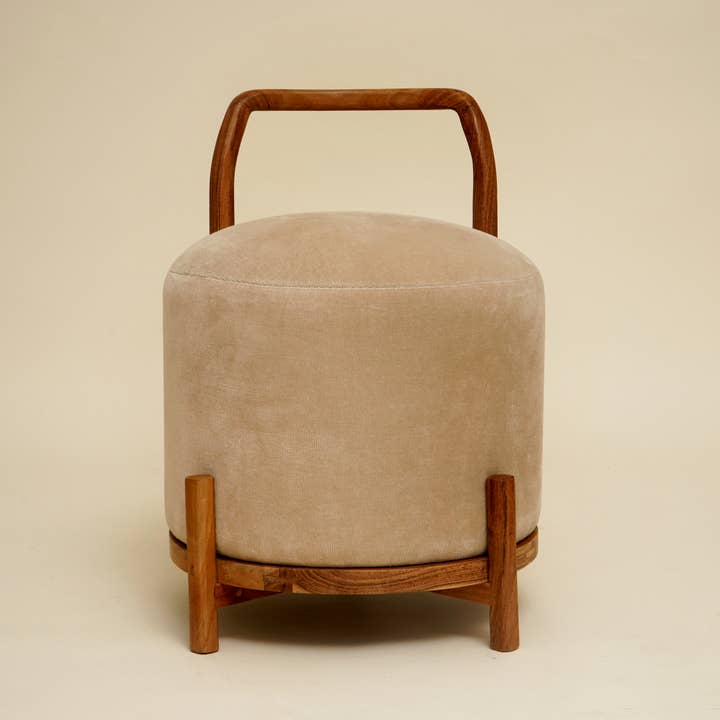 Expo Bazaar – wholesale Ottoman – Ottaman With Wooden Legs and Handle