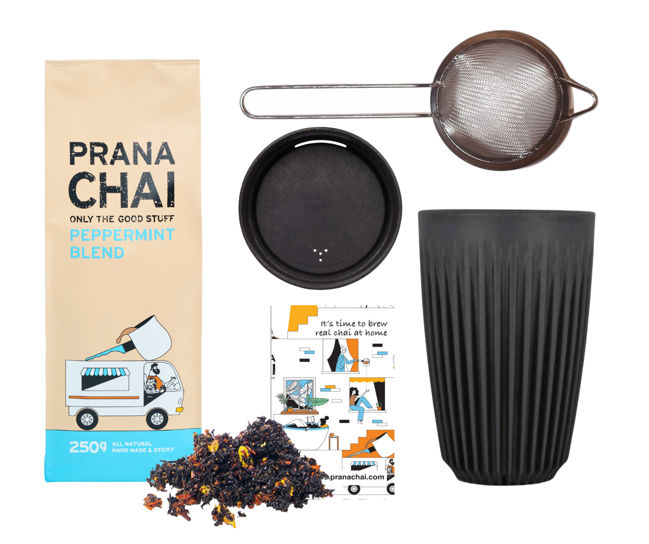 Prana Chai - Wholesale Gift Bag Set/Pack - Prana Chai + Huskee Cup + Strainer Gift Set20