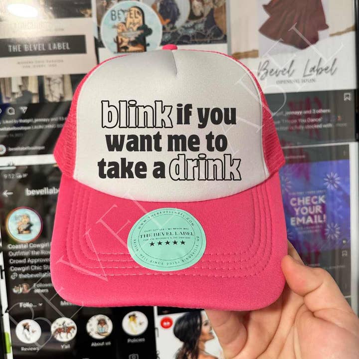 THE BEVEL LABEL - Wholesale Trucker Hat - Women's - Blink If You Want Me Trucker Hat8
