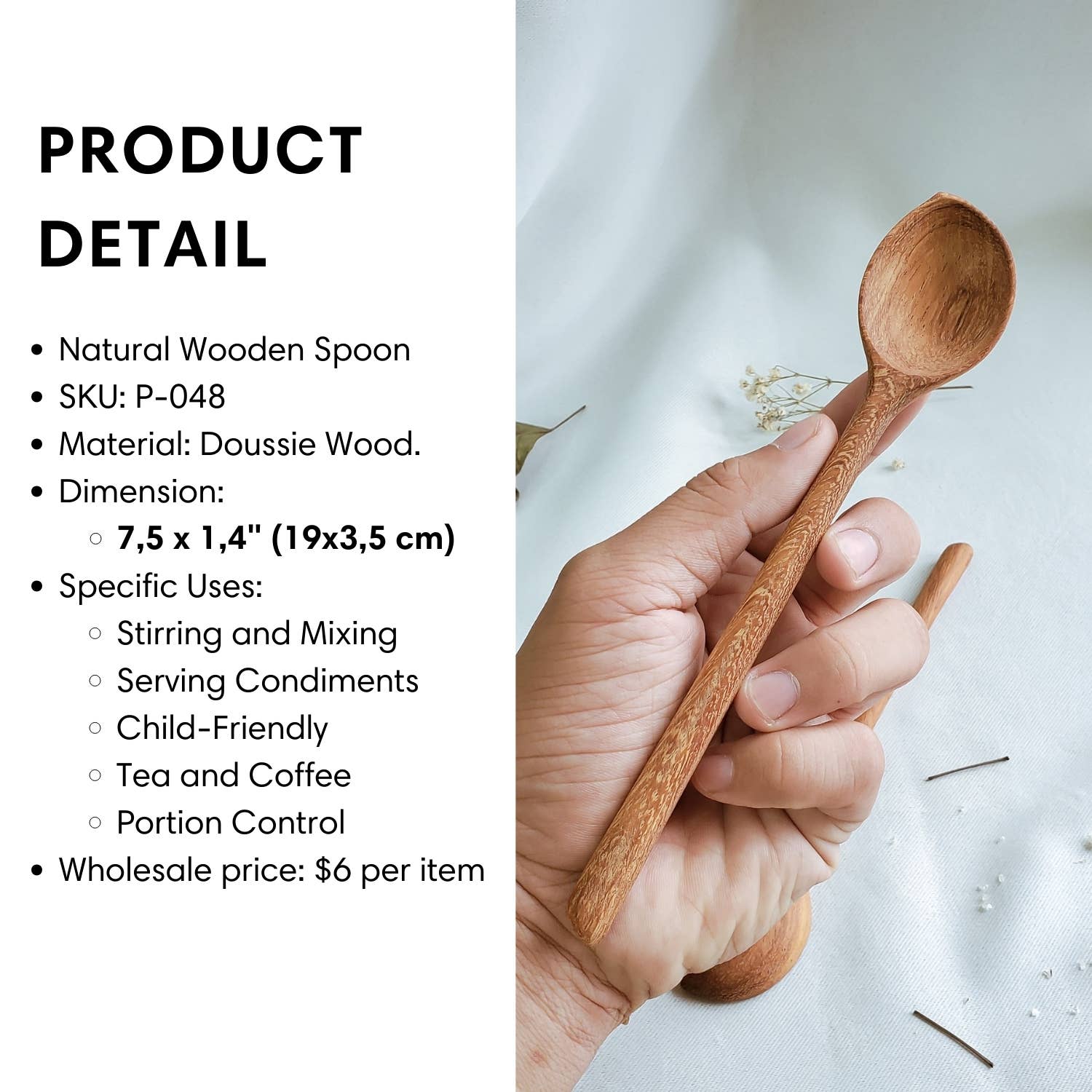 194 Craft House - Wholesale Serving Utensil - Wooden Stirring Spoons For Tea/Coffee - Serving Spoons2
