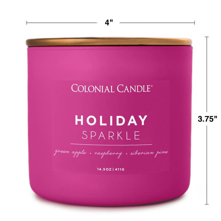 MVP Group International INC - Wholesale Jar/Filled Candle - Pop of Color Holiday Sparkle, 3 Wick, 14.5oz