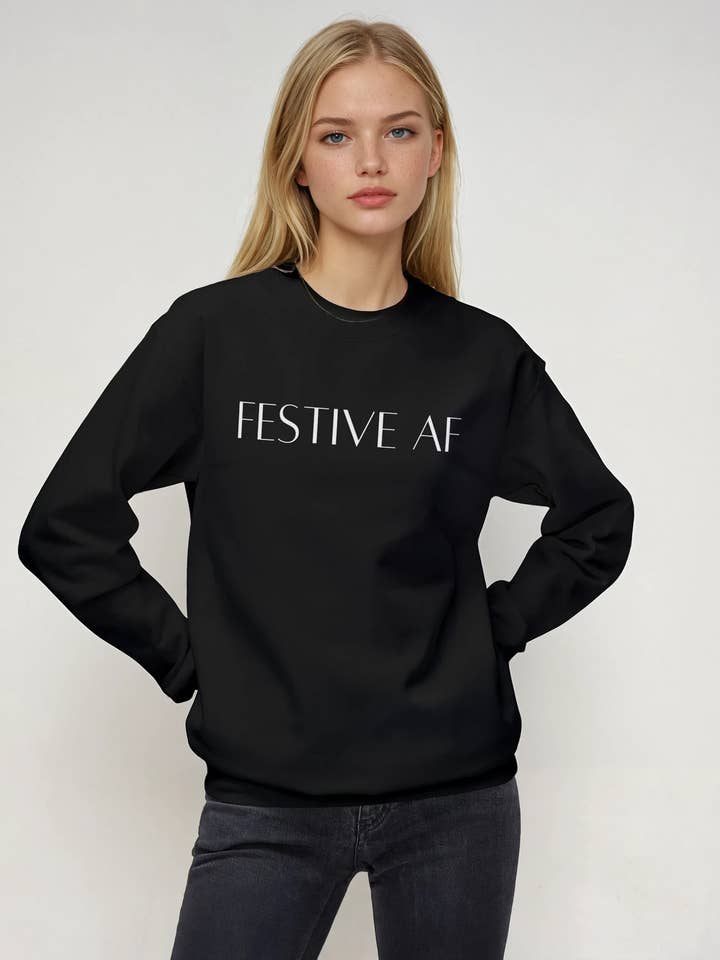 Felpa natalizia nera Festive AF Ugly per la vendita all'ingrosso da parte di Pretty Attitude Clothing