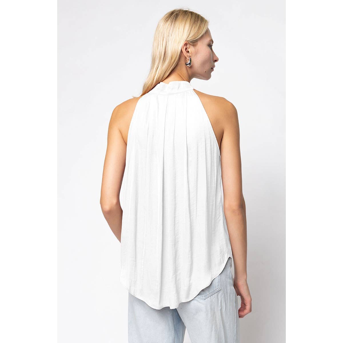 Naked Zebra - Vente Débardeur – femme - Haut sans manches boutonné à bordure festonnée13