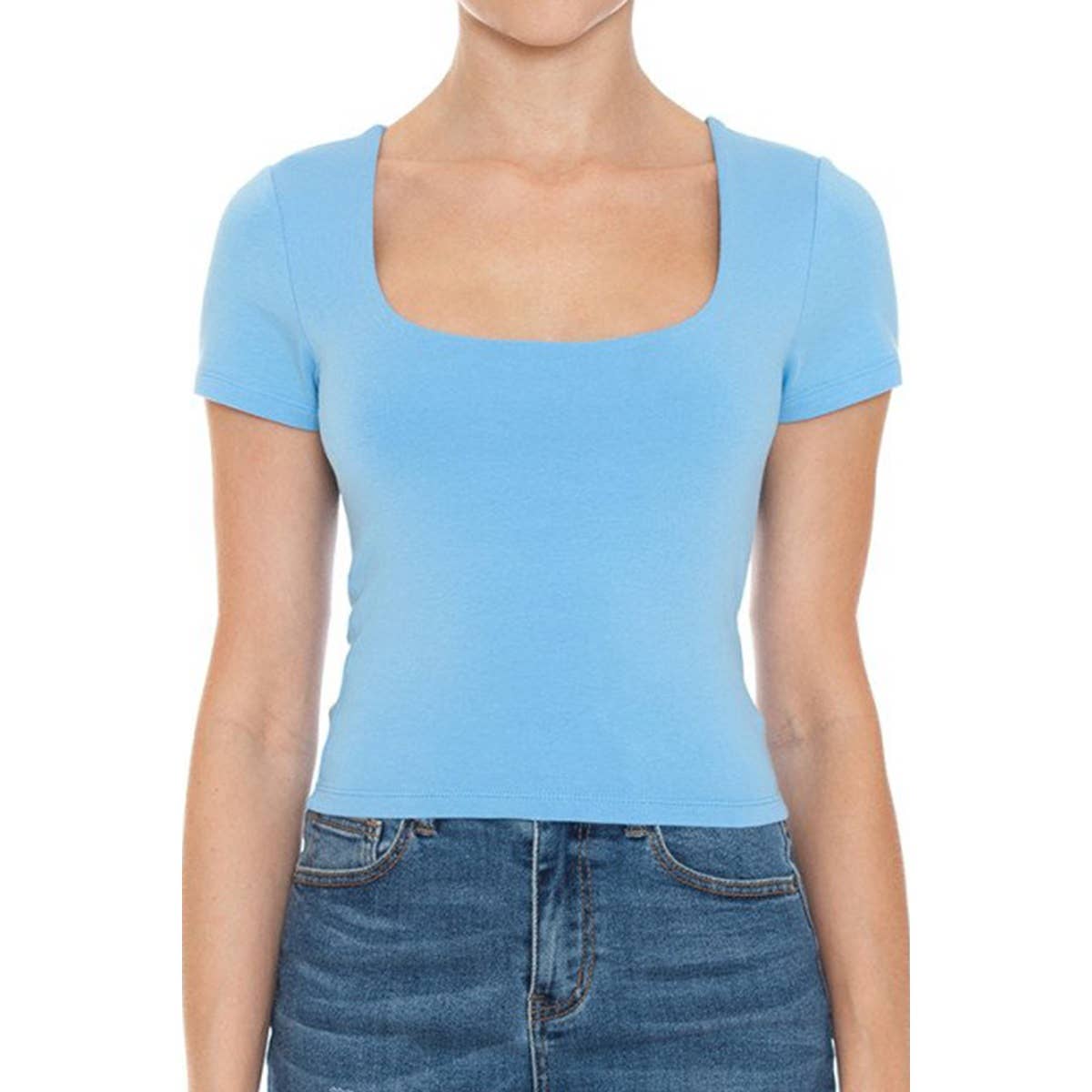 UP CLOTHING - Wholesale Shirt - Women's - SQUARE NECK SHORT SLEEVE TOP DOUBLE LAYERED14