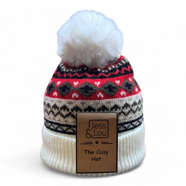Jess & Lou - Wholesale Beanie - Unisex - Unisex Nordic Cosy Bobble Hat Cream HL878 1