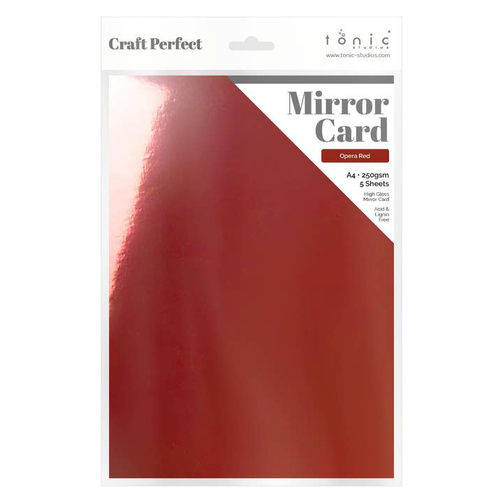 Tonic Studios - Wholesale Craft supplies - Multipack of 4 Mirror Card -Opera Red A4 - 9447E41