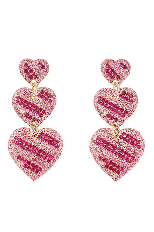 Roze Hartvormige kristallen oorbellen ZK2446 voor groothandel op Faire4