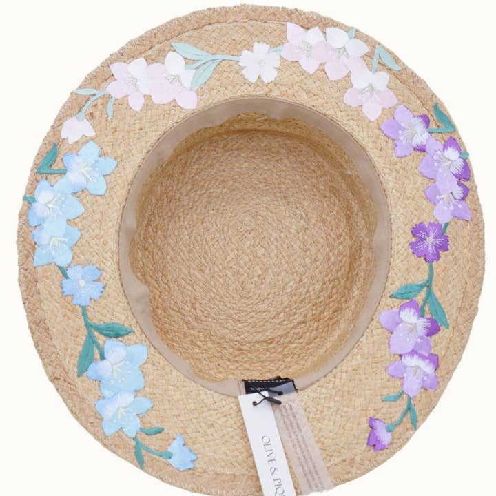 Olive & Pique - Wholesale Straw Hat - Women's - Floral Embroidery Raffia Straw Boater Sun Hat, Adjustable8