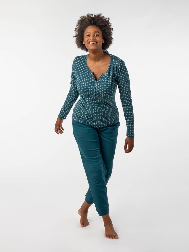 ORGANIC COTTON PAJAMA BETA OCEANS FAIR TRADE for wholesale by Veraluna Sustainable Clothing
