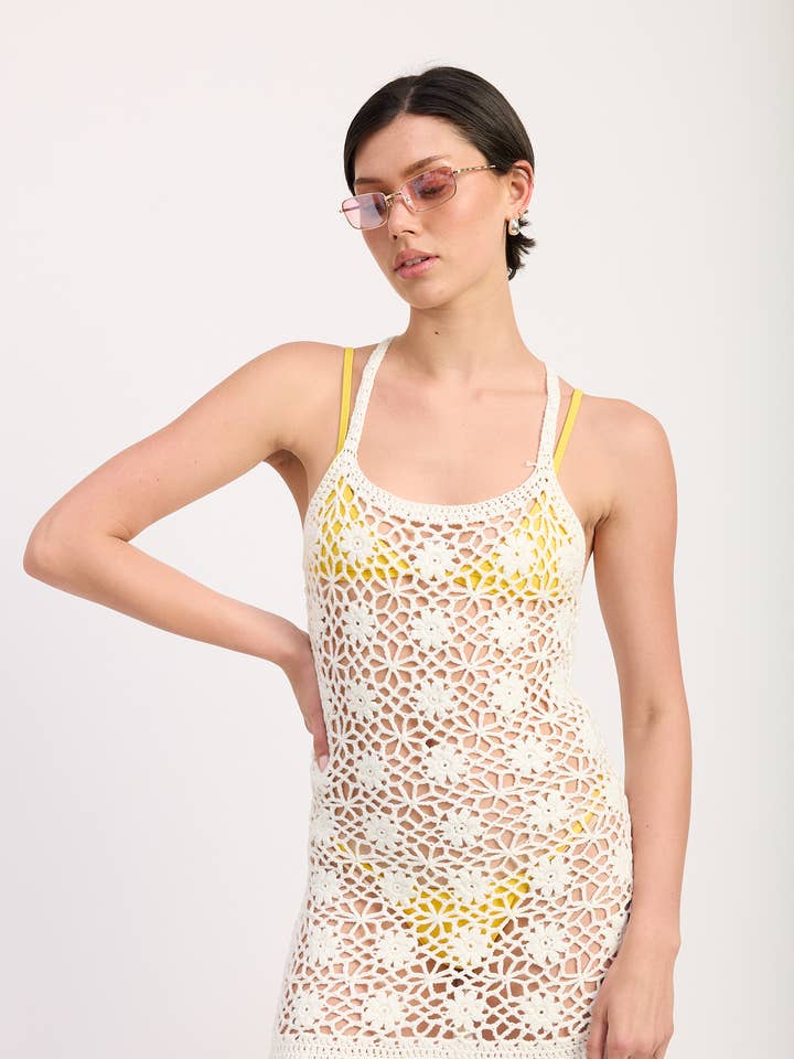 FLORAL CROCHET COVER UP DRESS for wholesale by Emory Park