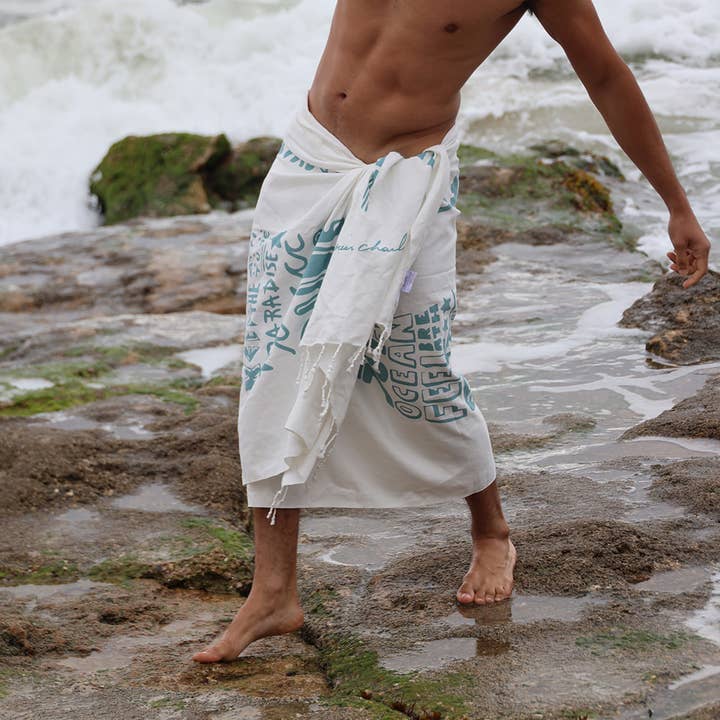 MONSIEUR CHARLI - Wholesale Beach Towel - Cotton fouta SURF turquoise