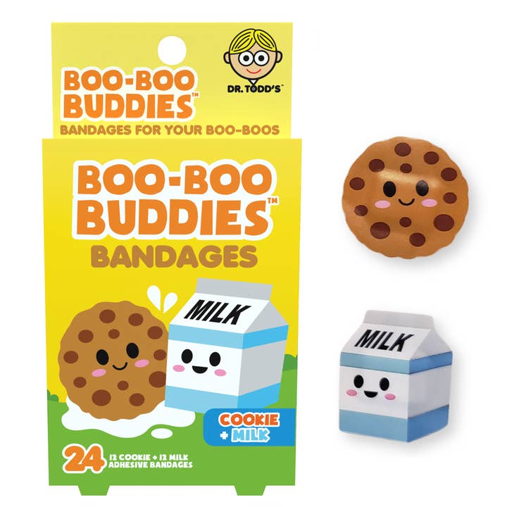 Kids Bandages - Cookie + Milk (24 Count Latex-Free) for wholesale by Boo Boo Buddies