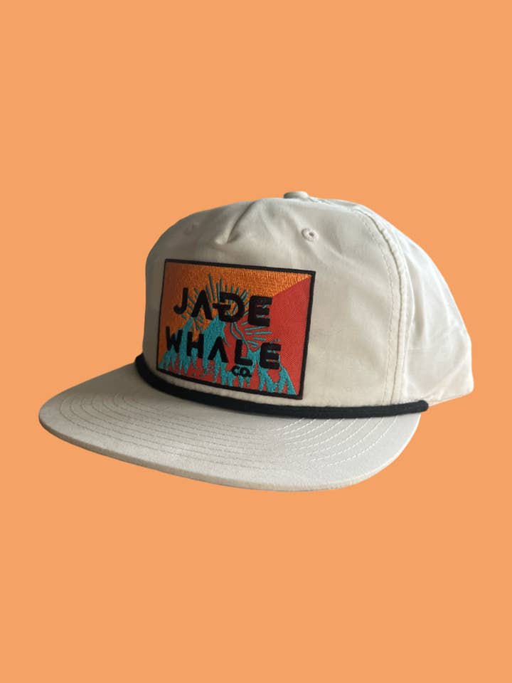 JW Mountain Logo Patch Hats for wholesale by Jade Whale Co.