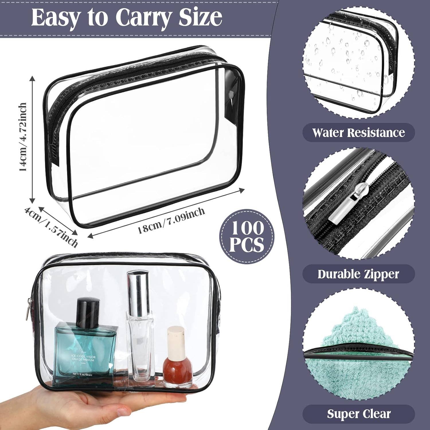 Sol Beauty Lab – Engroshandel Kosmetiktaske – TSA-godkendt gennemsigtig toilettaske til rejser3