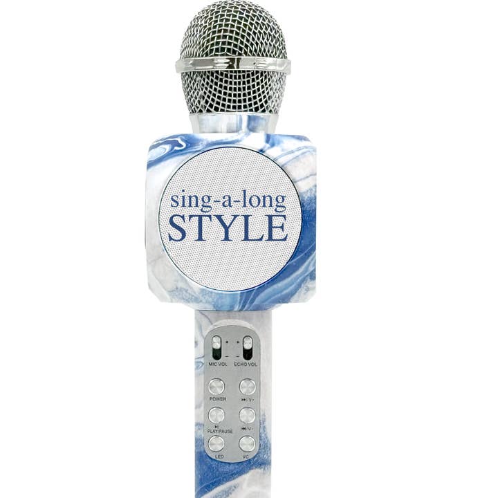 Blue Swirl Karaoke Microphone & Bluetooth Speaker for wholesale by Trend Tech Brands