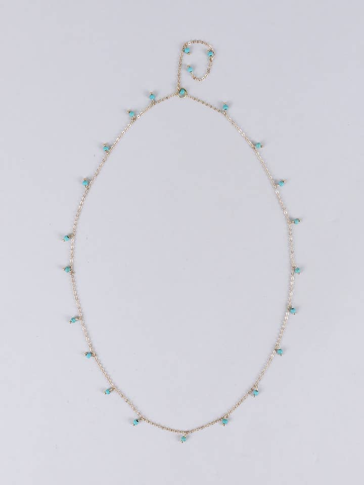 Lovemystyle Long Gold Necklace With Turquoise Beads for wholesale by LoveMyStyle