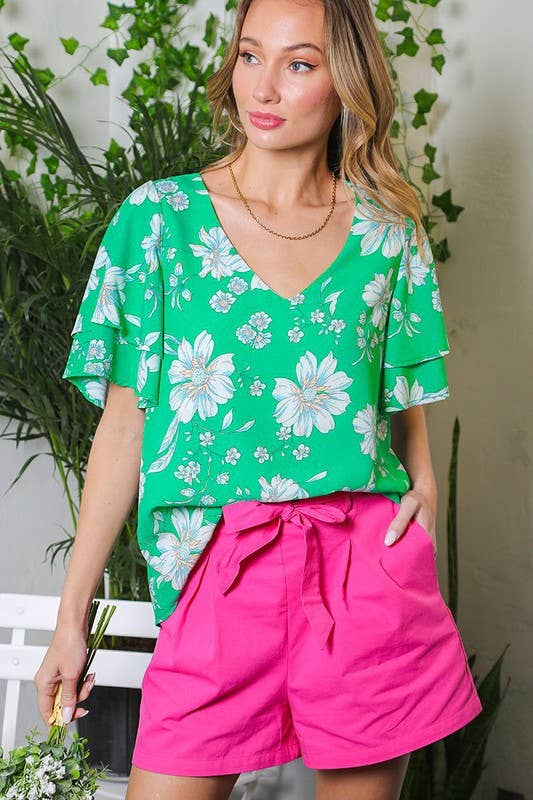 Vine & Love - Wholesale Shorts - Women's - High-Rise Waist Tie 100% Cotton Shorts VP8117821