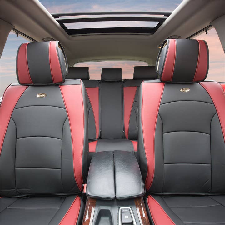 Ultra Comfort Deluxe Leatherette Seat Cushions - Full Set Burgundy for wholesale by FH GROUP