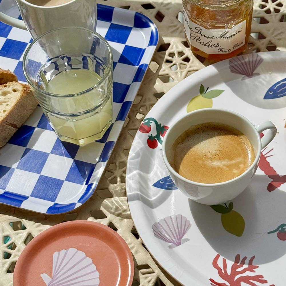 BLU KAT - Wholesale Serving Tray - Sea Salt CHECKER Rectangular Serving Tray - 27x20 cm2