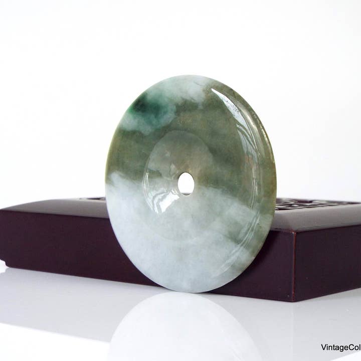Vintagecollection888 - Wholesale Spiritual Stone/Crystal - Authentic Jade Pi Disc with Natural Jadeite Stone