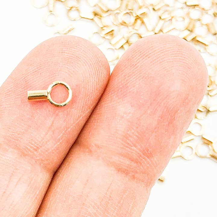 Jewels & Chains - Wholesale Craft Supplies - Gold Filled Crimp Endcap (1.0mm ID) w/Ring. 40007713