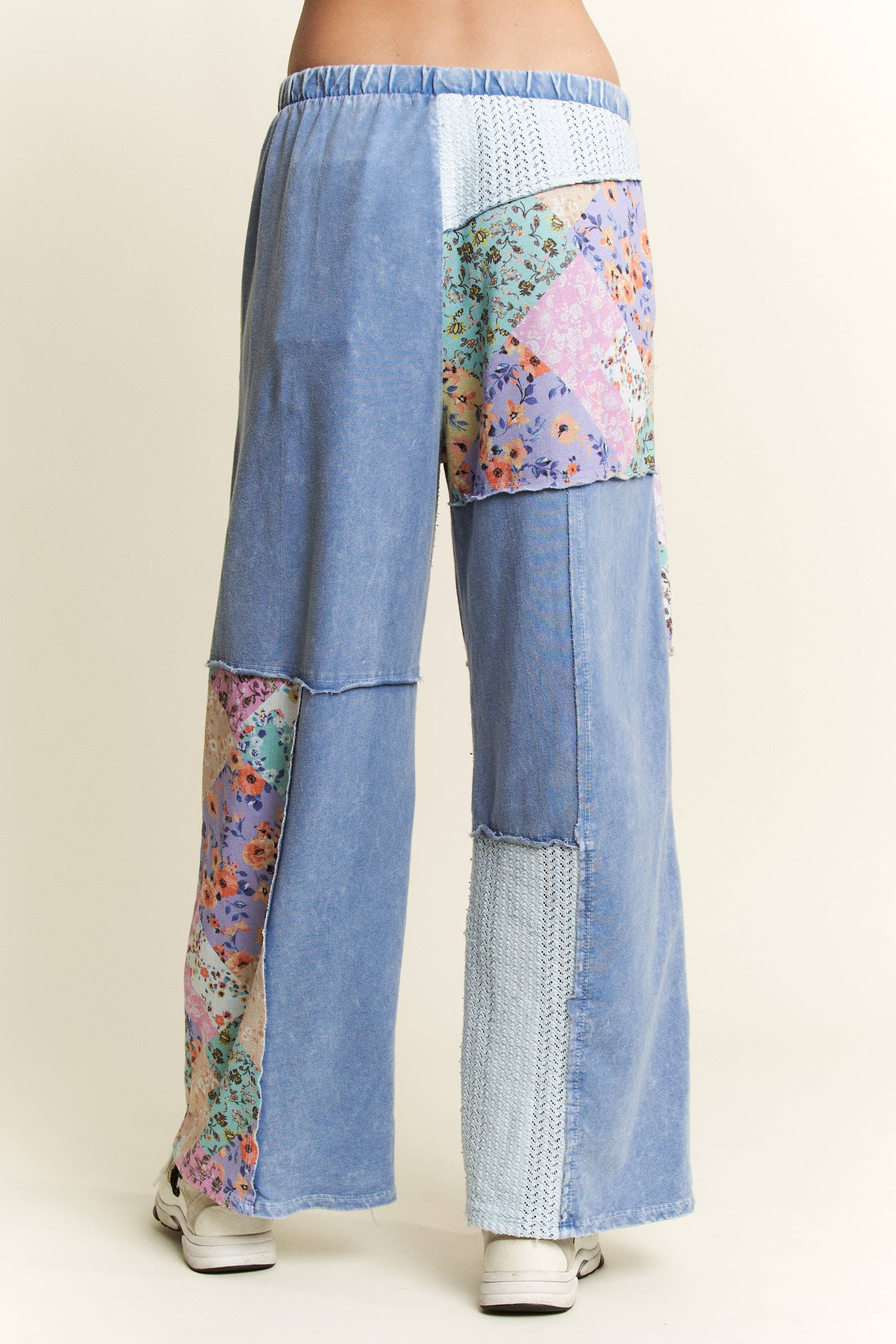 J.Her - Wholesale Pants - Women's - Mineral Washed Floral WaveKnit Jacquard Boho Pants HP610615