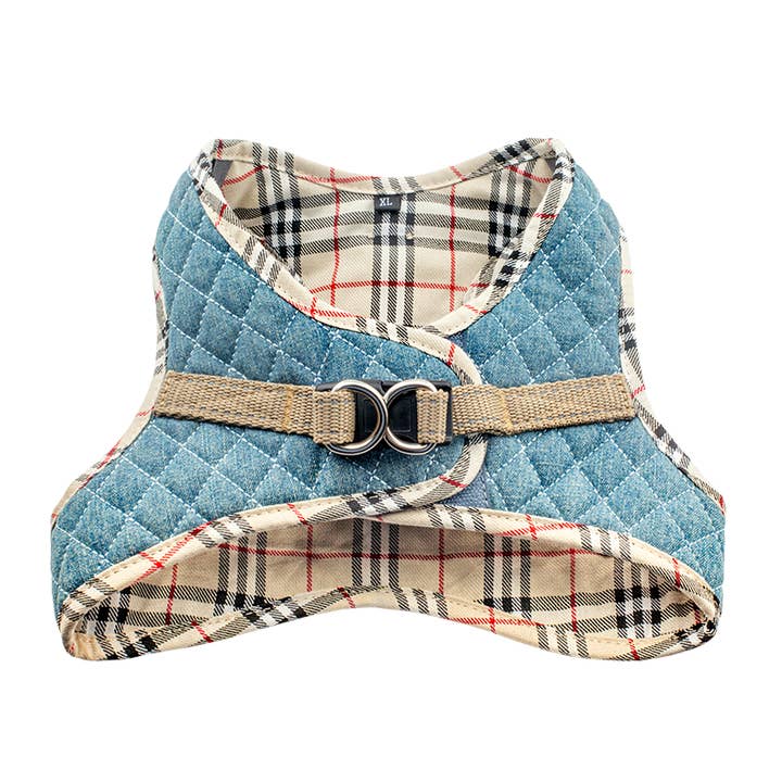 Harnais en jean Step-In - Plaid beige pour la vente par Urban Dog Stars