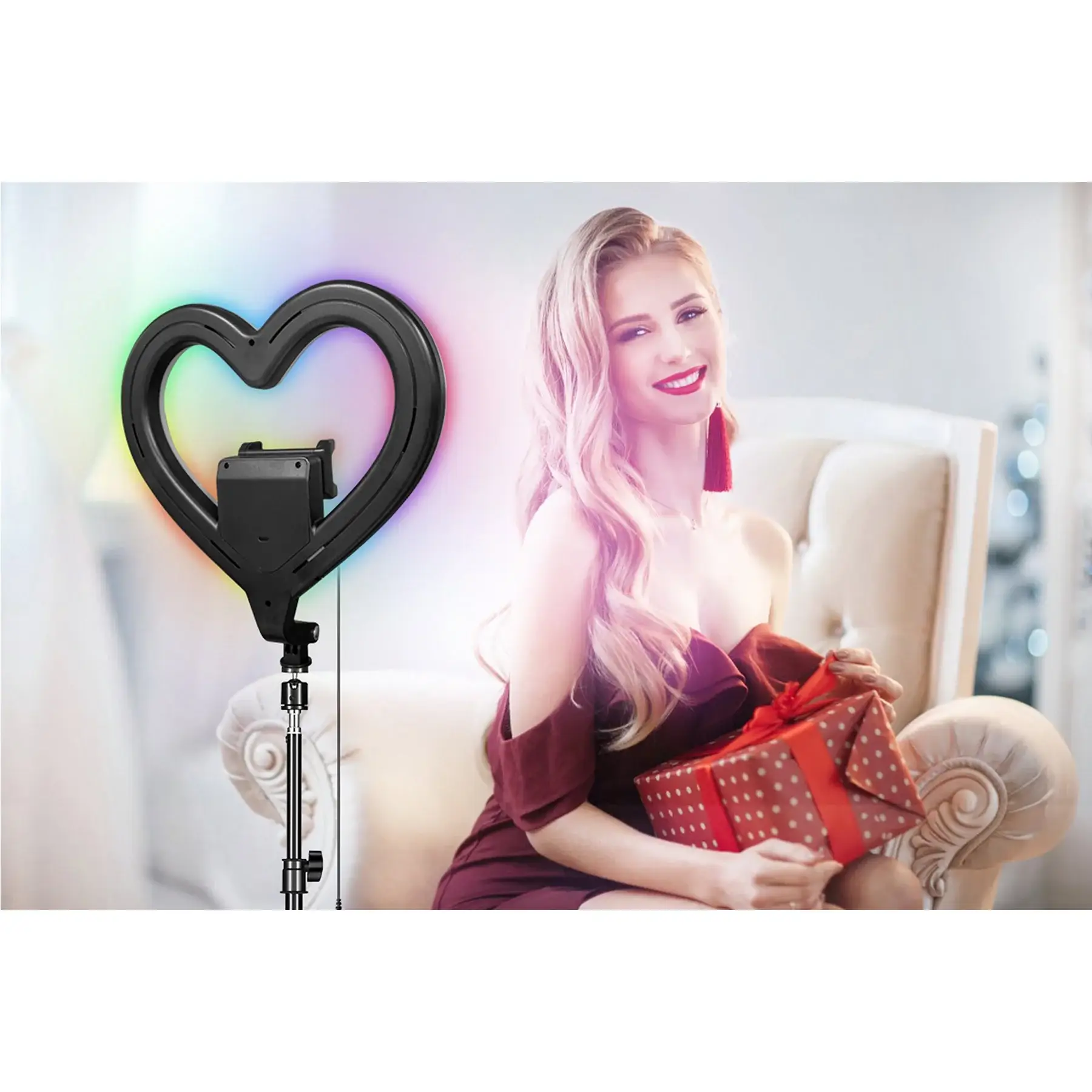 JupiterGear Home - Wholesale Small/Handheld Appliance - Supersonic PRO Live Stream 10” Heart Ring Light with RGB10