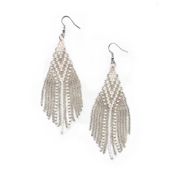 Point Beaded Kvast Øreringe - Sølv for engroshandel hos Swahili Coast