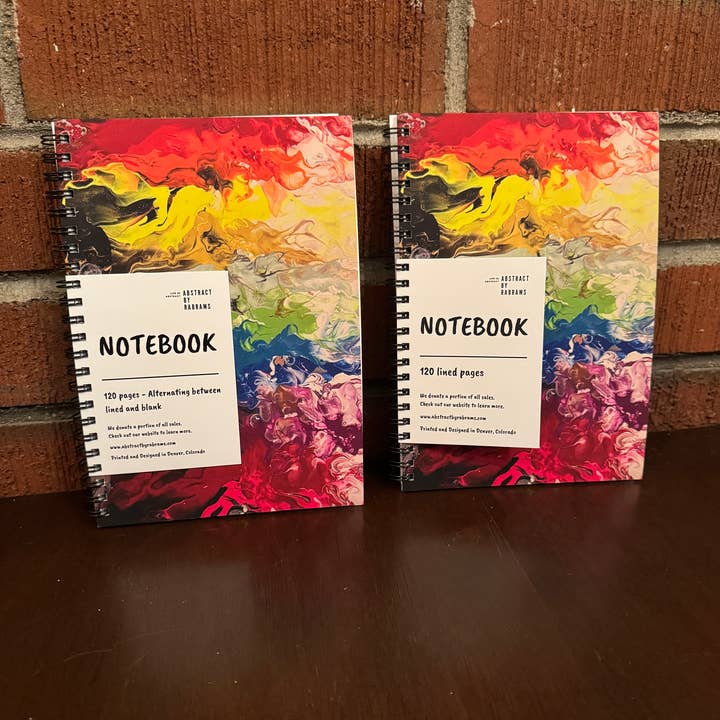 AbstractbyRabrams - Wholesale Notebook - Fire Rainbow Soft Touch Wire-O Notebook - 5.5"x8" - LGBTQ+