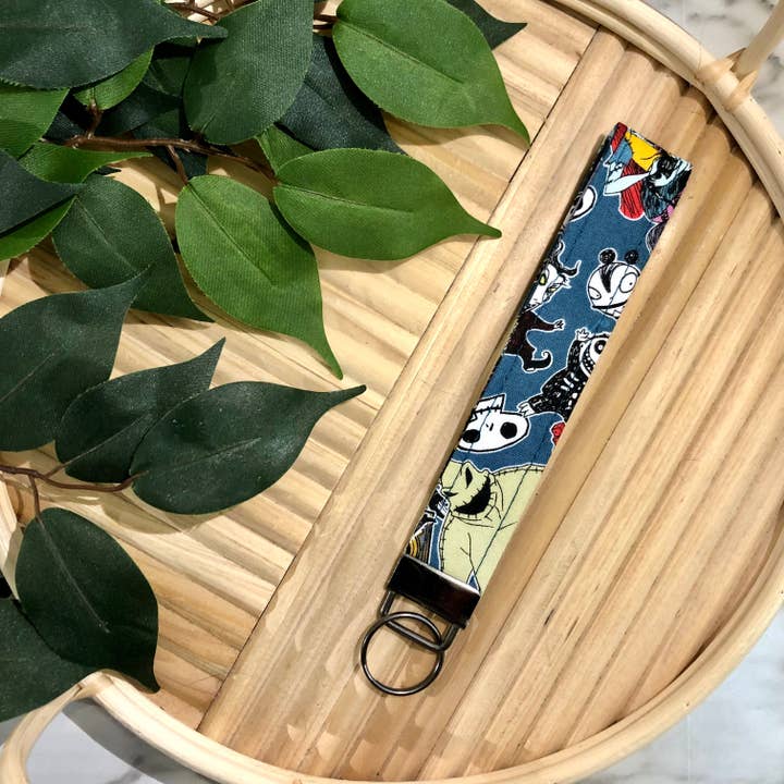 A Nightmare Before Christmas Blue Print Fabric Keychain, Key Fob for wholesale by MDStickerShop