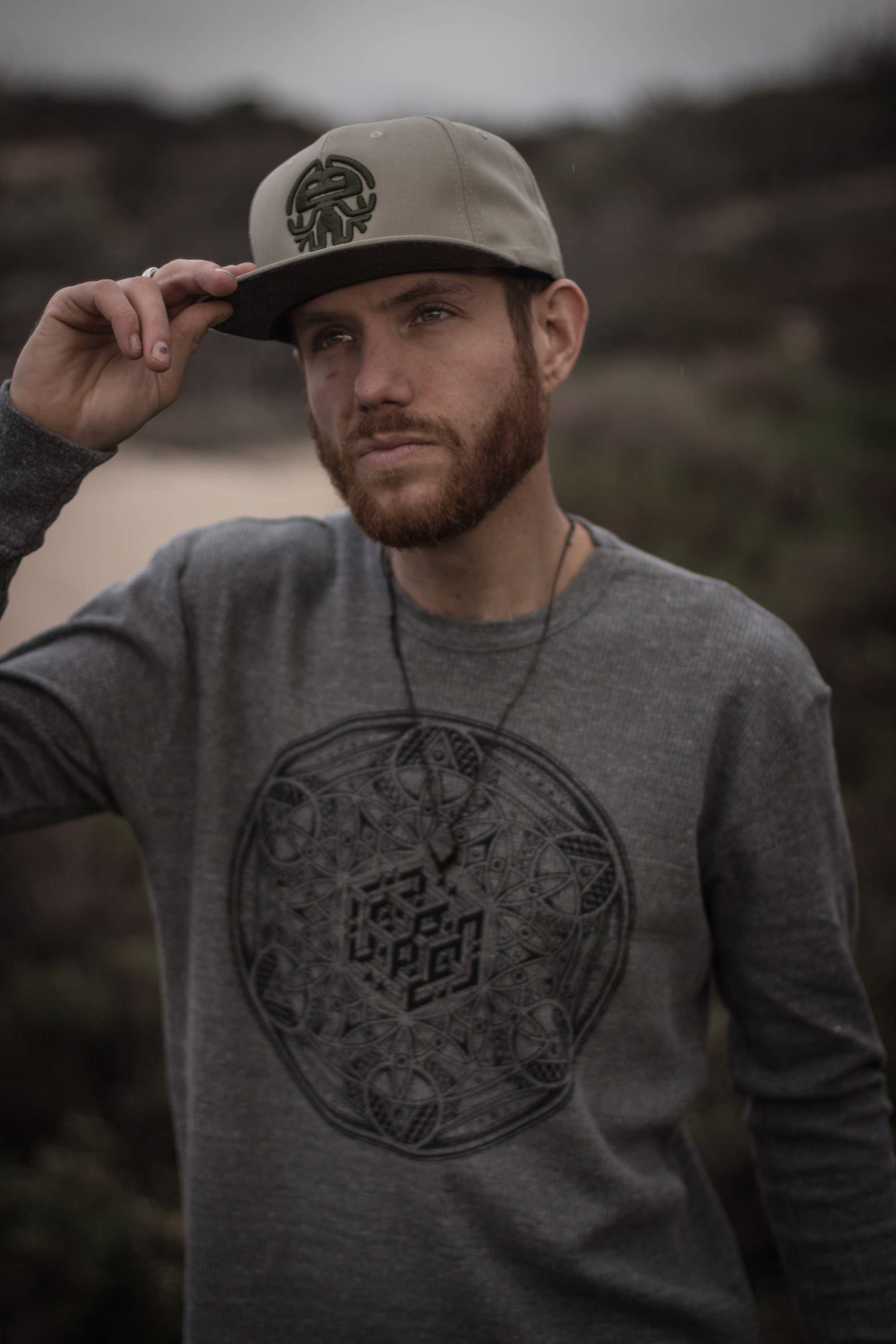 Sacred State Design - Wholesale Screen Printed T-Shirt - Men's - The Veil ~ Eco Thermal Sacred Geometry Design1