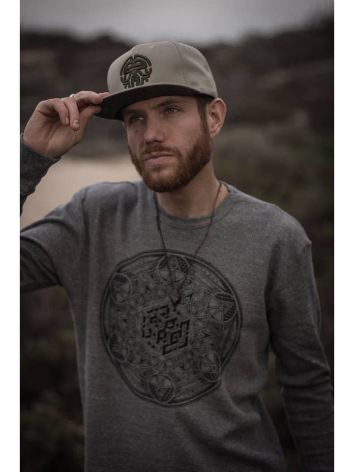 Sacred State Design - Wholesale Screen Printed T-Shirt - Men's - The Veil ~ Eco Thermal Sacred Geometry Design1