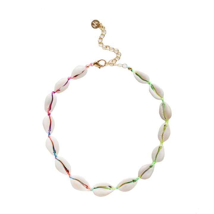 Mini Natural Shell Choker on Colored Cord for wholesale by Adriana Pappas Designs