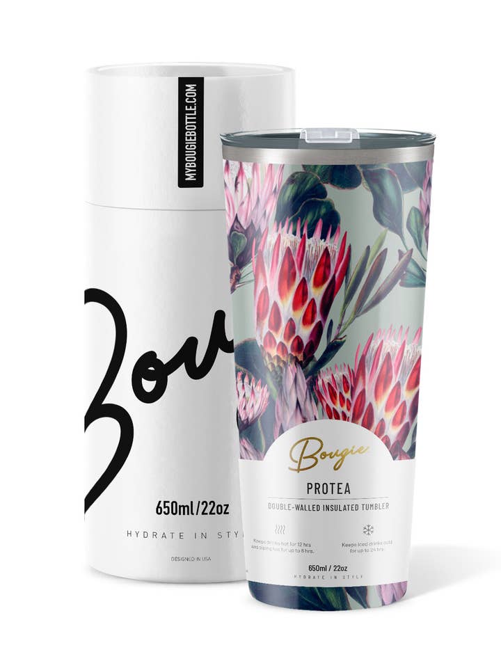 PROTEA Desert Flower 22oz Insulated Tumbler Gift Tube for wholesale by My Bougie Bottle