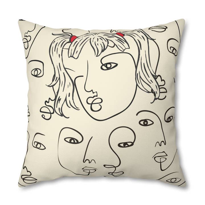 Picasso Girl Pillow Case - Throw Pillow Cover - Grandmillennial Style for wholesale by Peccole House