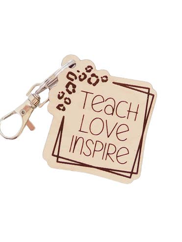 Teach Love Inspire Maple Keychain with Animal Print for wholesale by SHY Designs, LLC