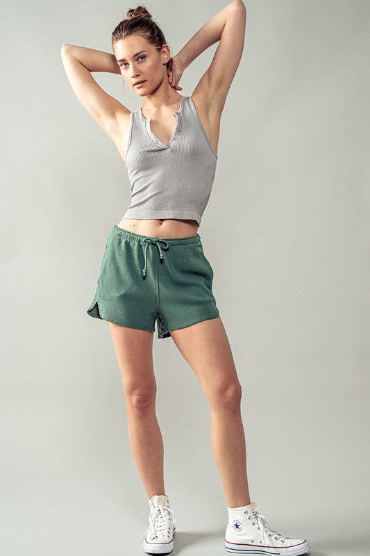 Urban Daizy - Vente Short – femme - Short dauphin en coton texturé avec taille élastique, cordon de serrage et poches4