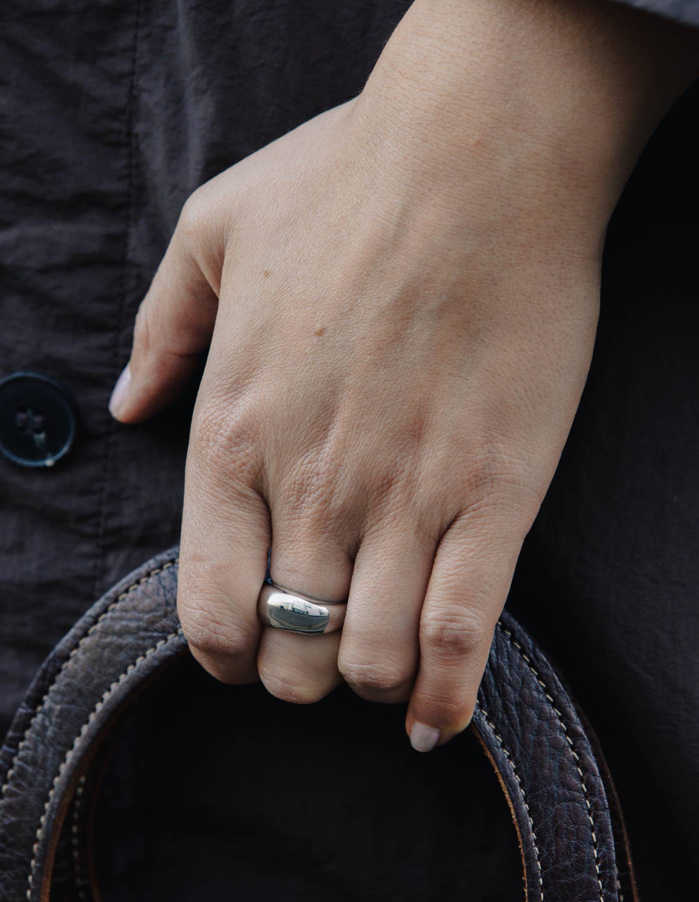 Nordic Muse – wholesale Band/stacked ring – Silver Dome Ring, Waterproof1