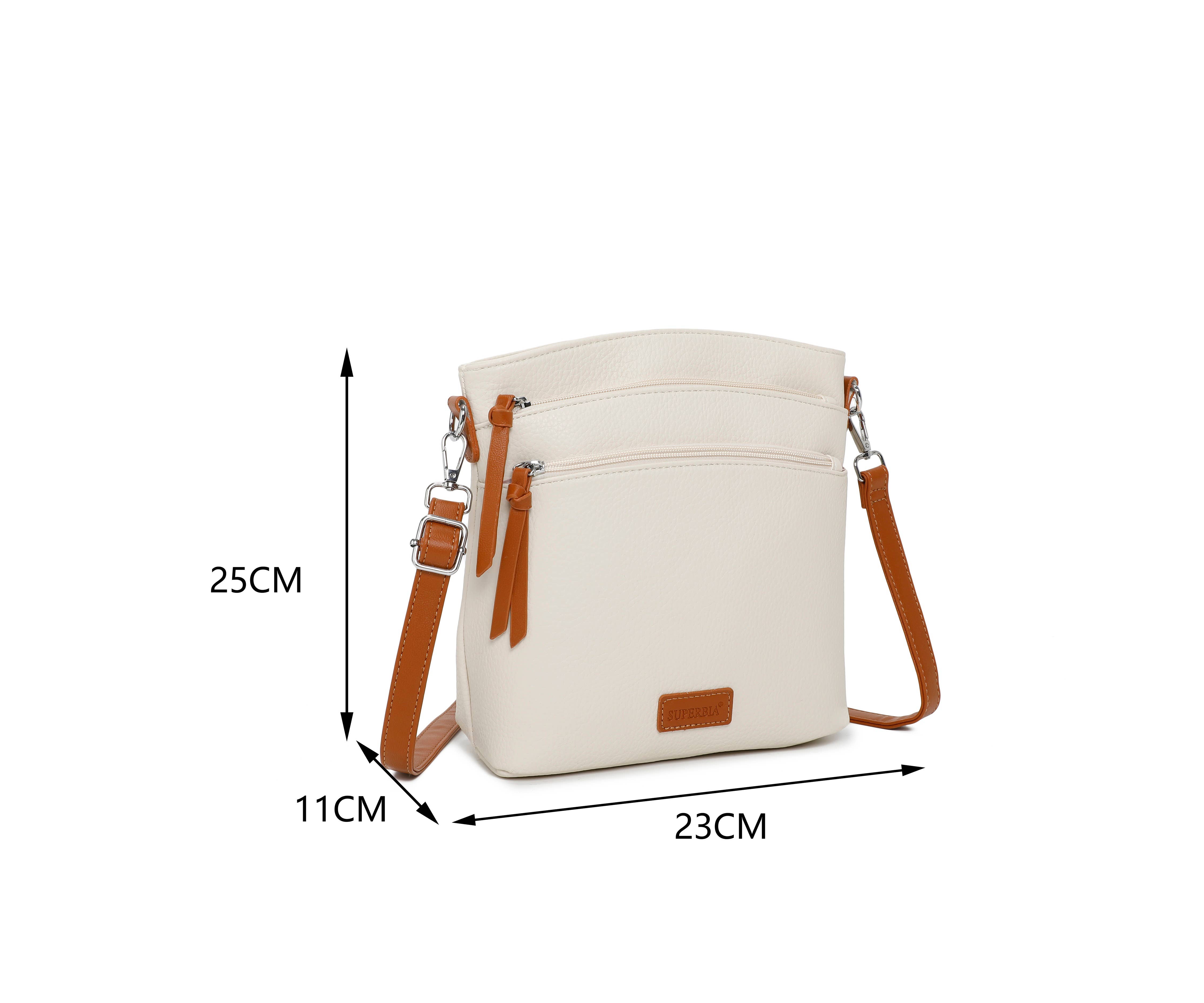 Superbia - Wholesale Crossbodytas - Dames - Superbia 3 Rits Tweekleurige Schoudertas met Zilverkleurige Hardware3