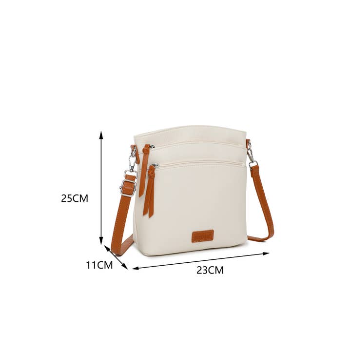 Superbia - Wholesale Crossbody bag – Women's - Superbia 3 Zipper Two-toned Silver Hardware Cross Body Bag 3