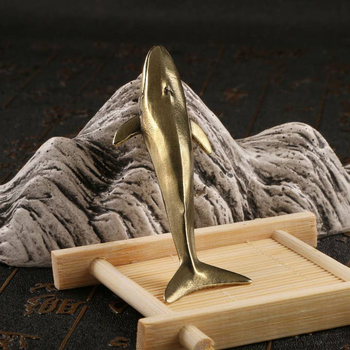 Gemcohub - Wholesale Decorative Figurine - Marine Life Blue Whale Brass Ornament Miniature Model1