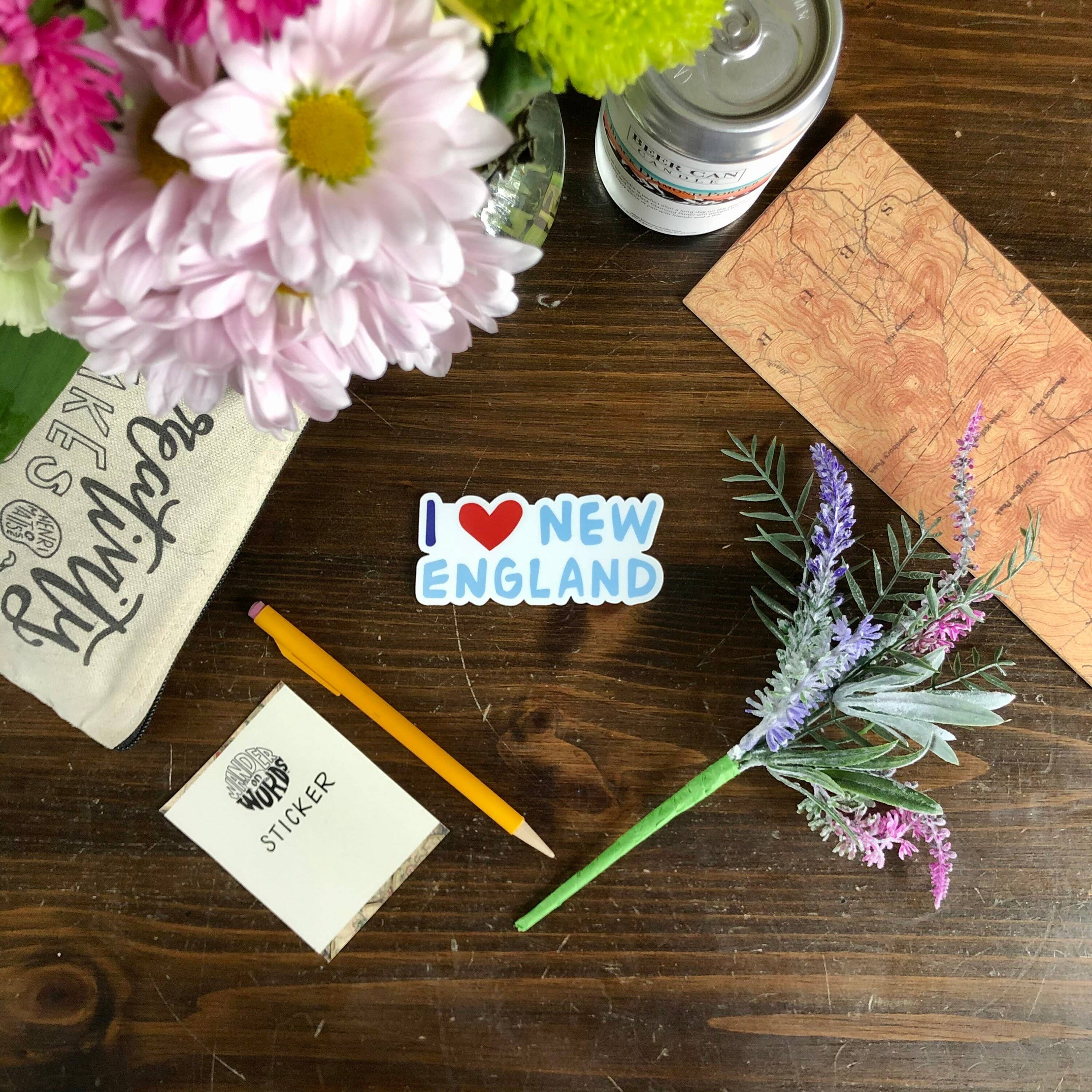 Wander On Words - Wholesale Sticker - Hand-Lettered I Heart New England Sticker2