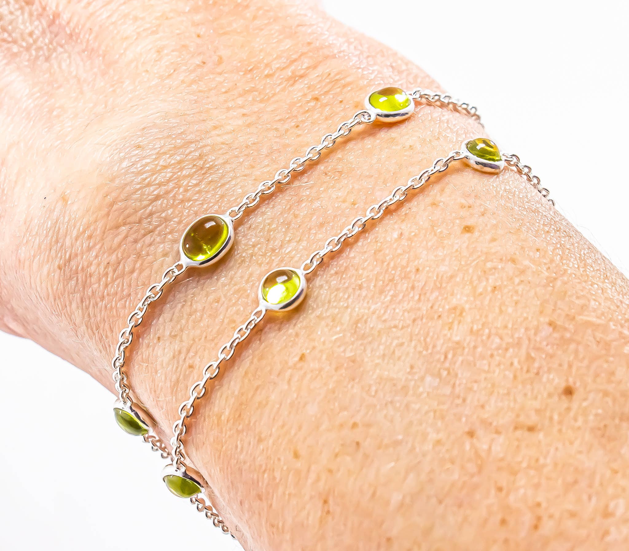 Quasar Gems USA - Wholesale Link & chain bracelet - Peridot Bracelet Sterling Silver 925