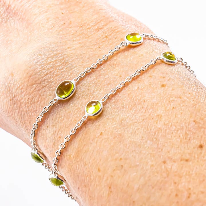 Quasar Gems USA - Wholesale Link & Chain Bracelet - Peridot Bracelet Sterling Silver 925